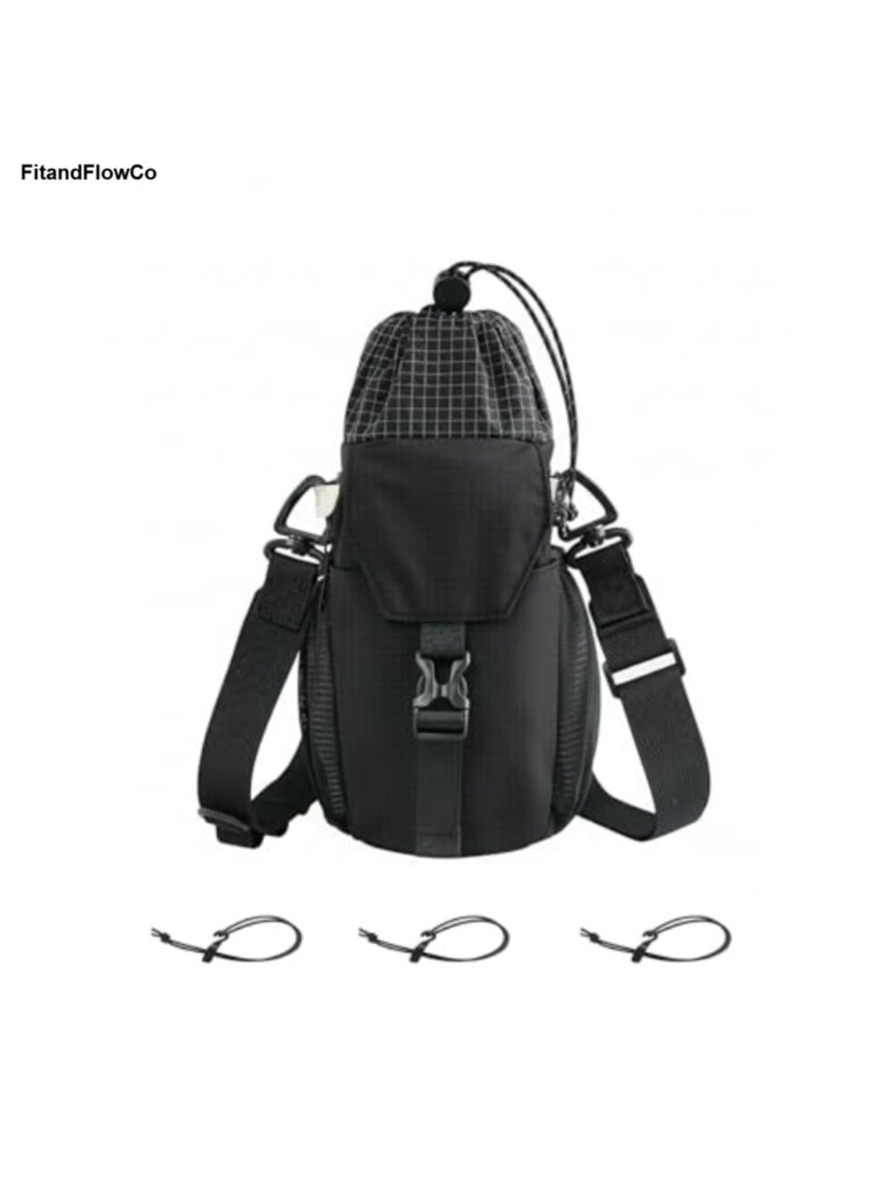 Water Bottle Holder Crossbody Bag with Strap Phone Pocket Nylon Hiking Gym